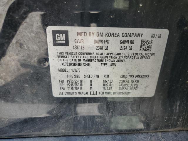 2018 CHEVROLET TRAX PREMI KL7CJRSB9JB673305