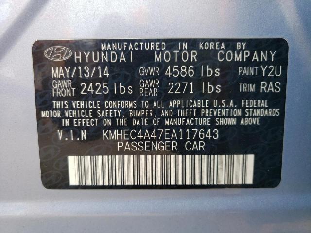 VIN KMHEC4A47EA117643 2014 Hyundai Sonata, Hybrid no.12