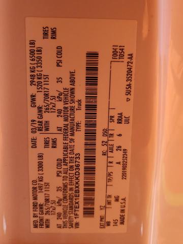 2019 FORD F150 SUPER - 1FTEX1EBXKKD36733
