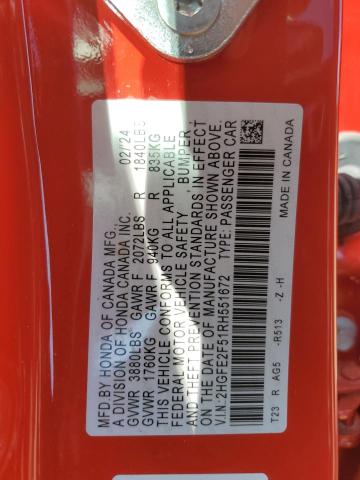 2024 HONDA CIVIC SPOR - 2HGFE2F51RH551672