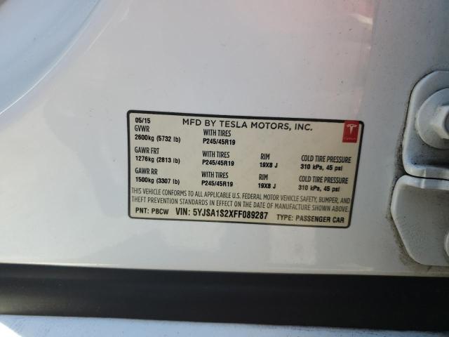 VIN 5YJSA1S2XFF089287 2015 Tesla MODEL S, 70D no.12