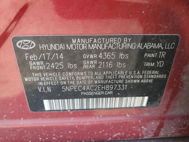 VIN 5NPEC4AC2EH897331 2014 Hyundai Sonata, SE no.13