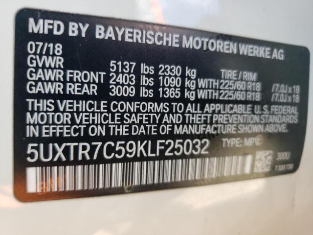 VIN 5UXTR7C59KLF25032 2019 BMW X3, Sdrive30I no.13