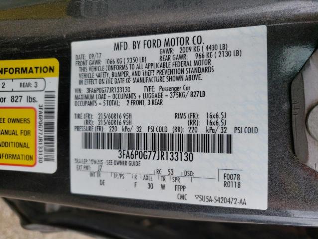 VIN 3FA6P0G77JR133130 2018 Ford Fusion, S no.12