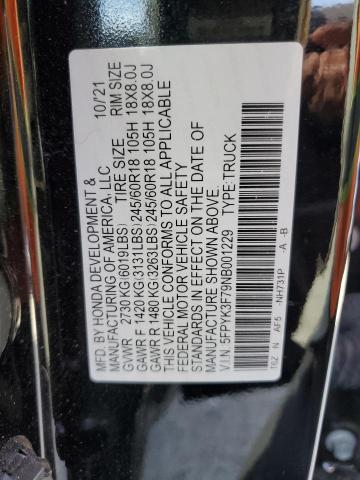 2022 HONDA RIDGELINE - 5FPYK3F79NB001229