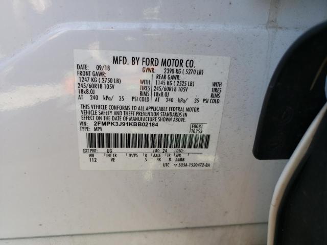 2019 FORD EDGE SEL - 2FMPK3J91KBB02184