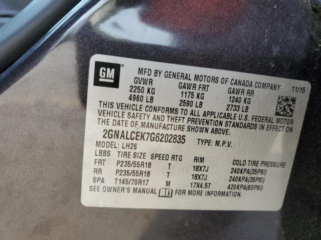 2016 CHEVROLET EQUINOX LT - 2GNALCEK7G6202835