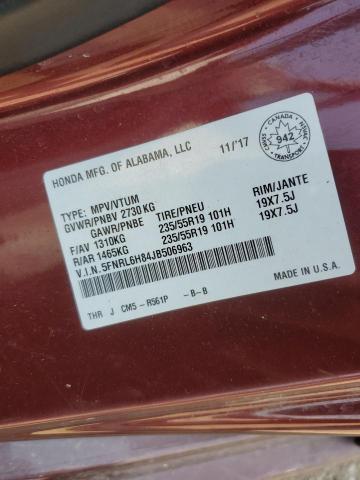 2018 HONDA ODYSSEY TO - 5FNRL6H84JB506963