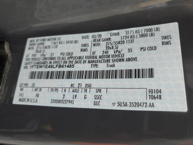 2020 FORD F150 SUPER - 1FTEW1E49LFB61485