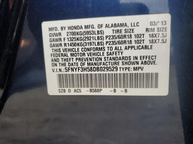 VIN 5FNYF3H58DB029529 2013 Honda Pilot, Exl no.13