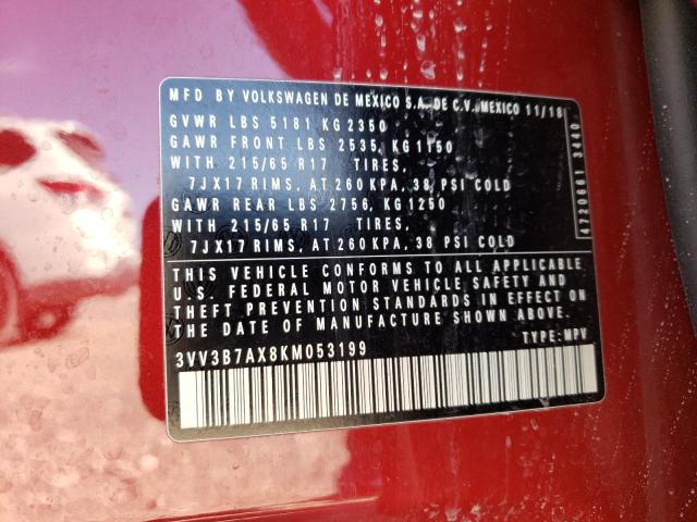2019 VOLKSWAGEN TIGUAN SE - 3VV3B7AX8KM053199