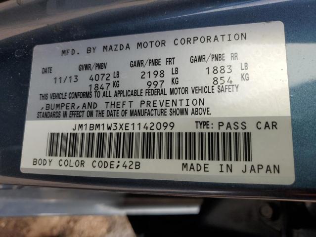 VIN JM1BM1W3XE1142099 2014 Mazda 3, Grand Touring no.12