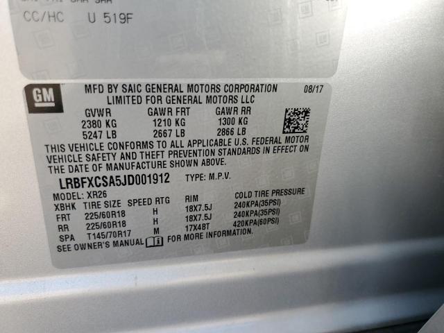 VIN LRBFXCSA5JD001912 2018 Buick Envision, Preferred no.12