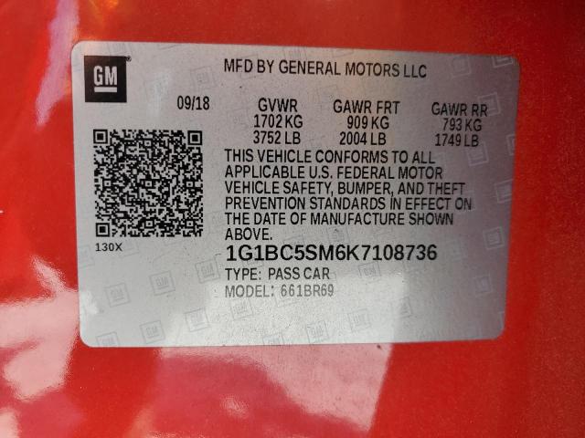 1G1BC5SM6K7108736 2019 CHEVROLET CRUZE