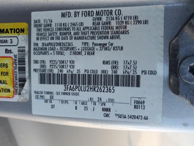 VIN 3FA6P0LU2HR262365 2017 Ford Fusion, Se Hybrid no.13