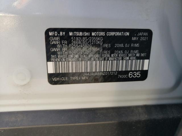 2022 MITSUBISHI OUTLANDER - JA4J4UA88NZ017212