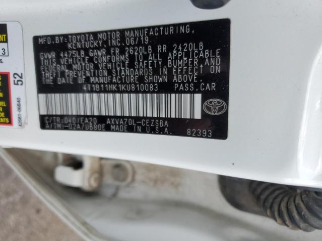 2019 TOYOTA CMRY LE/SE 4T1B11HK1KU810083