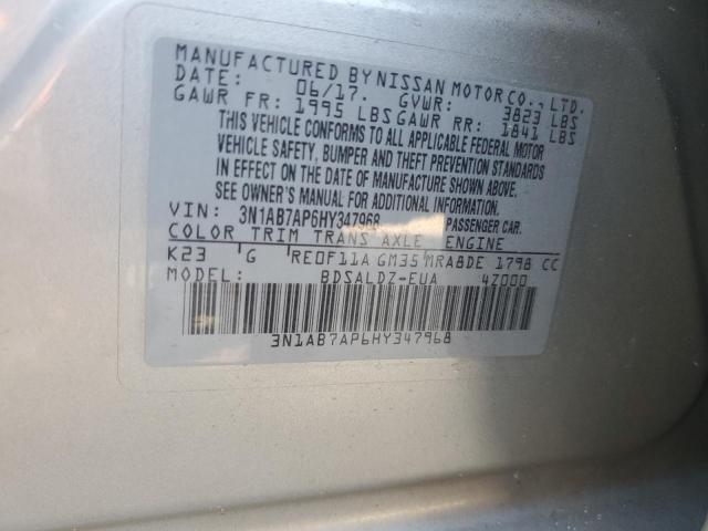 2017 NISSAN SENTRA S 3N1AB7AP6HY347968