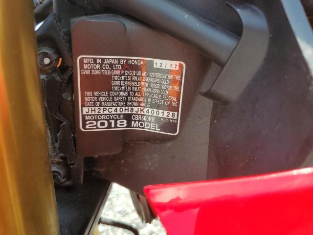 2018 HONDA CBR600 RR JH2PC40H8JK400128