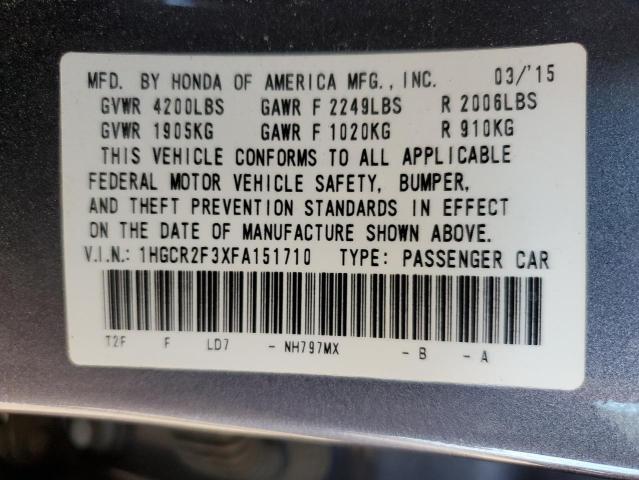 VIN 1HGCR2F3XFA151710 2015 Honda Accord, LX no.12