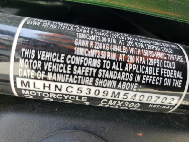 2021 HONDA CMX300 - MLHNC5309M5400702