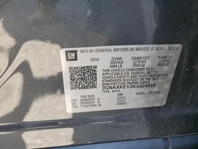 2019 CHEVROLET EQUINOX LT 3GNAXKEV2KS624918  65960984