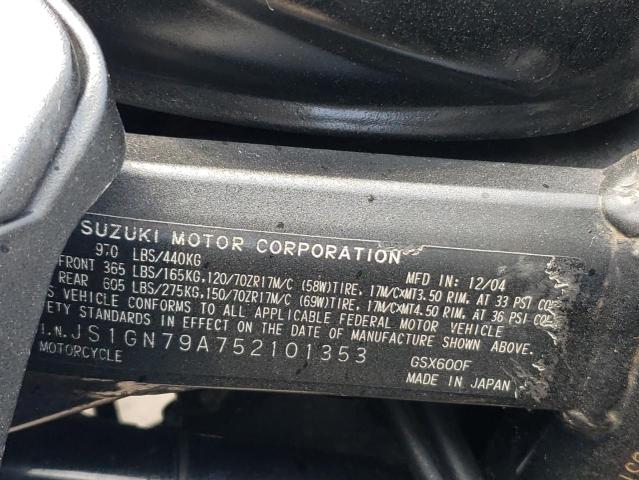 2005 SUZUKI GSX600 F JS1GN79A752101353