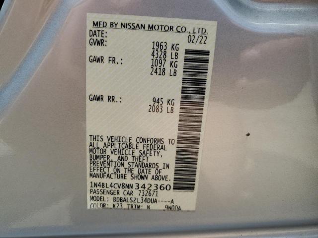 2022 NISSAN ALTIMA SR - 1N4BL4CV8NN342360