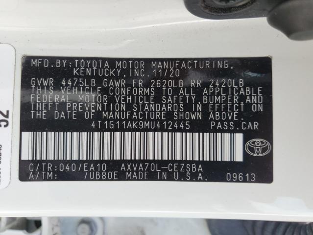 VIN 4T1G11AK9MU412445 2021 Toyota Camry, SE no.13