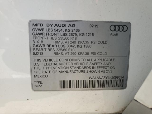 VIN WA1ANAFY4K2059594 2019 Audi Q5, Premium no.12