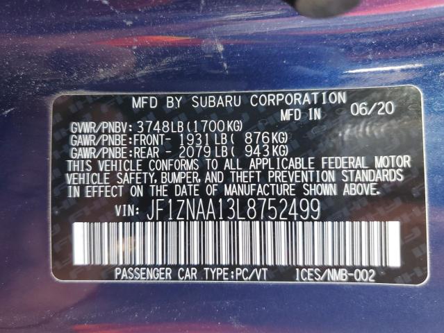 2020 TOYOTA 86 JF1ZNAA13L8752499