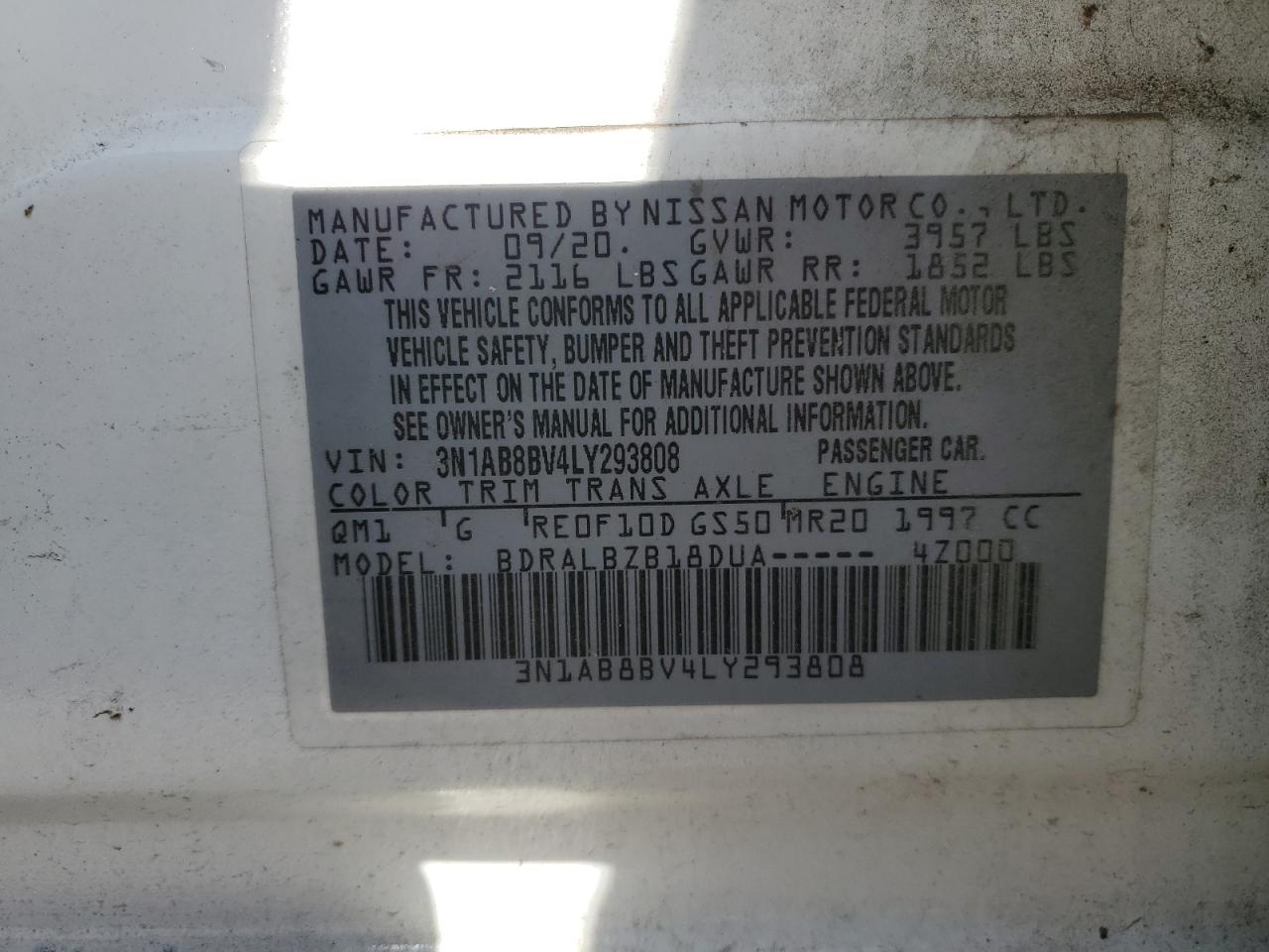 Lot #2771391465 2020 NISSAN SENTRA S