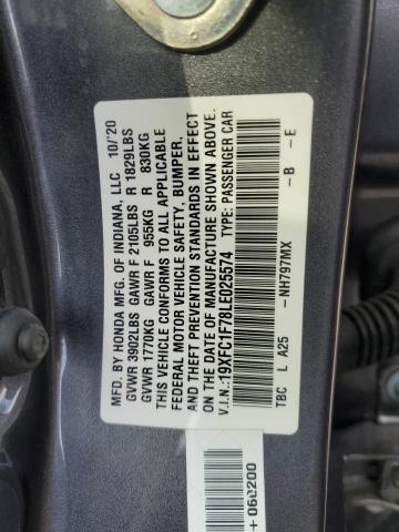 2020 HONDA CIVIC EXL - 19XFC1F78LE025574