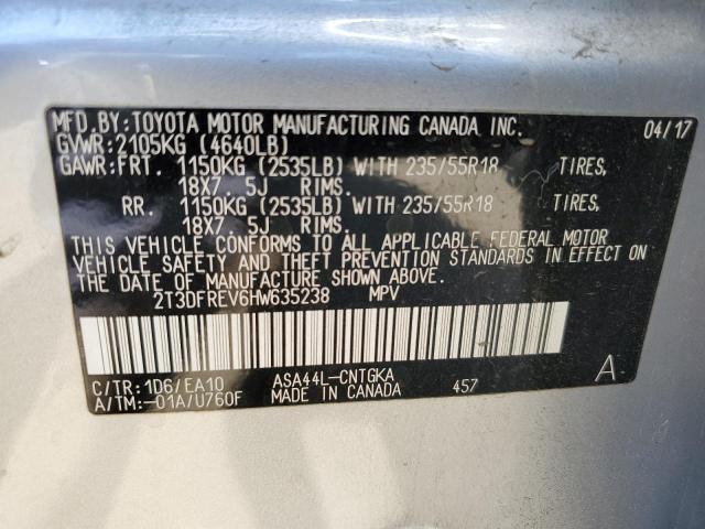 VIN 2T3DFREV6HW635238 2017 Toyota RAV4, Limited no.13