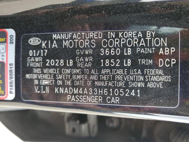 VIN KNADM4A33H6105241 2017 KIA Rio, LX no.12