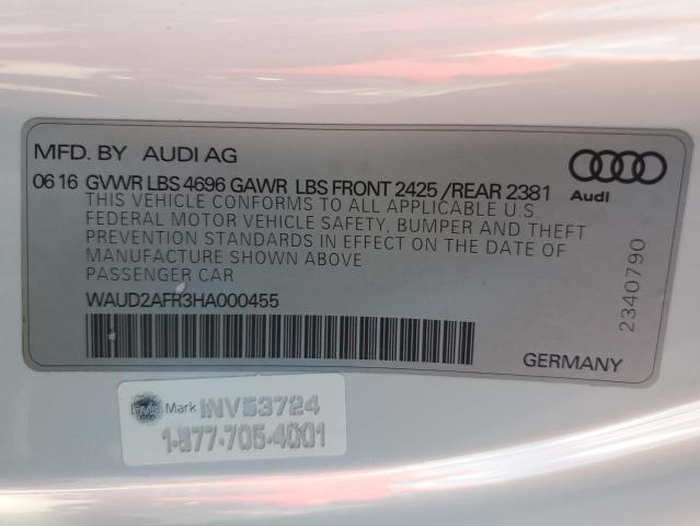 2017 AUDI A5 SPORT WAUD2AFR3HA000455
