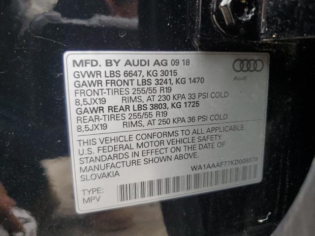 VIN WA1AAAF77KD008078 2019 Audi Q7, Premium no.13