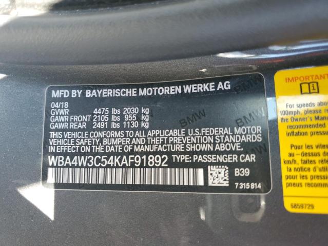 VIN WBA4W3C54KAF91892 2019 BMW 4 Series, 430I no.13