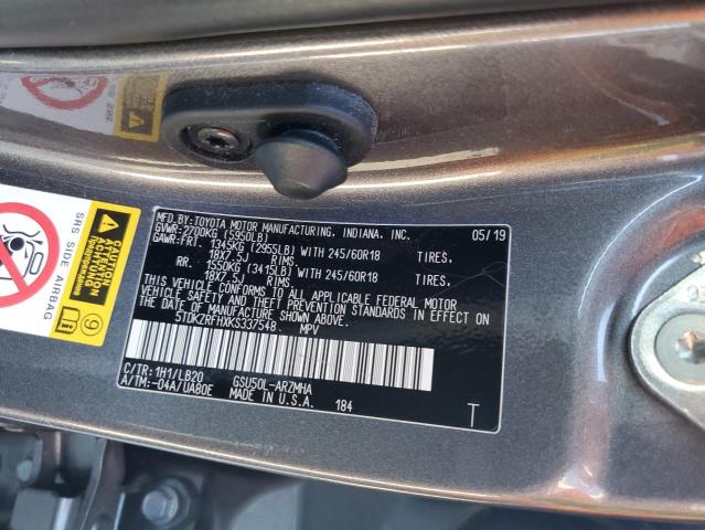 VIN 5TDKZRFHXKS337548 2019 Toyota Highlander, SE no.13