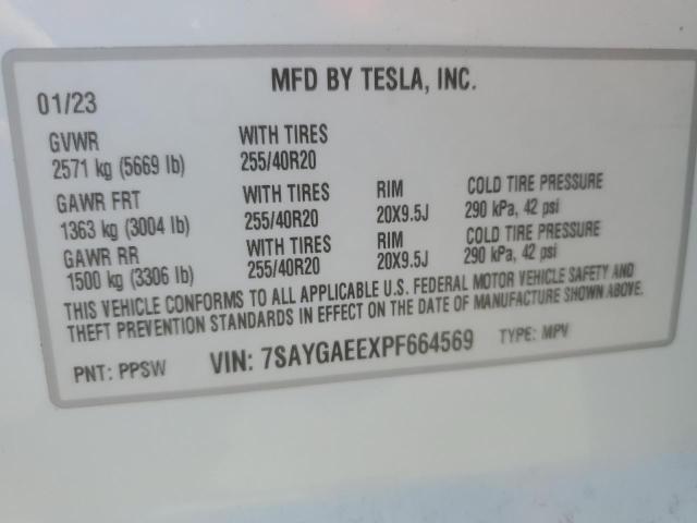 VIN 7SAYGAEEXPF664569 2023 Tesla MODEL Y no.12