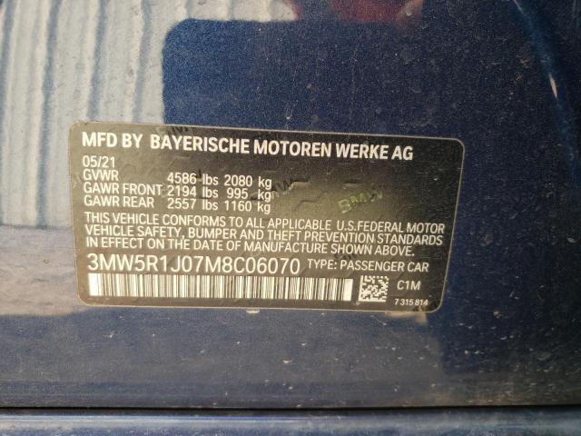 VIN 3MW5R1J07M8C06070 2021 BMW 3 Series, 330I no.12