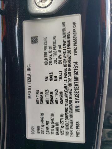 2021 TESLA MODEL 3 - 5YJ3E1EA7MF921614