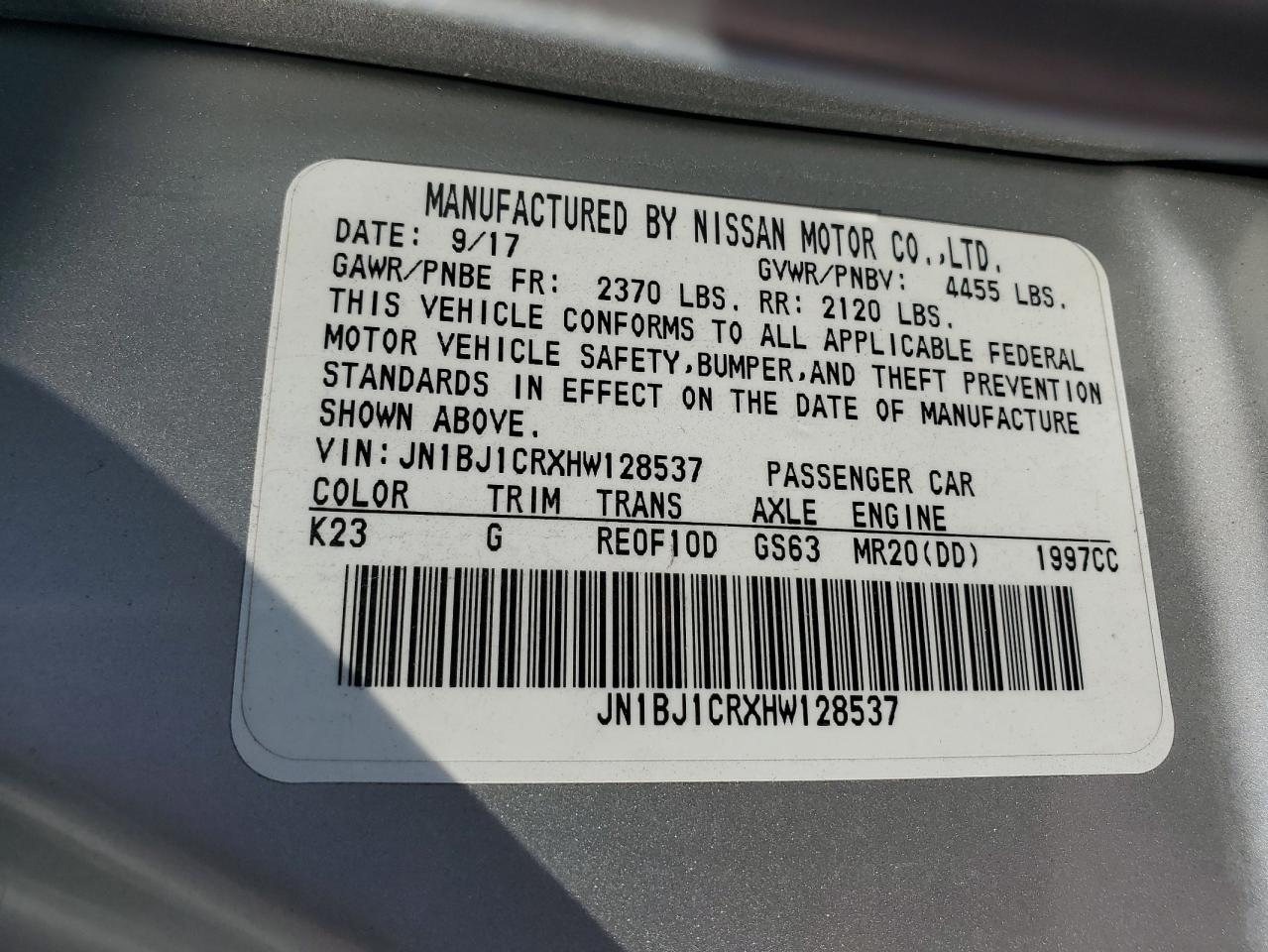 Lot #2789469536 2017 NISSAN ROGUE SPOR