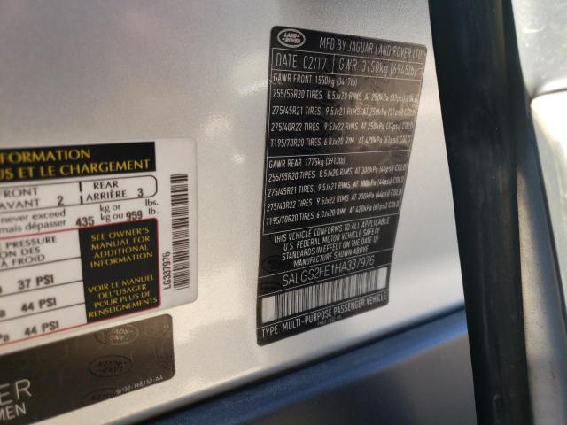 2017 LAND ROVER RANGE ROVE - SALGS2FE1HA337976
