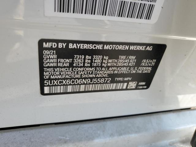 2022 BMW X7 M50I 5UXCX6C06N9J55872