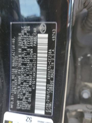 VIN 4T1G11AK9MU407083 2021 Toyota Camry, SE no.12