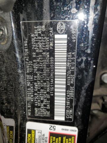 VIN 4T1G11AK0MU406999 2021 Toyota Camry, SE no.12