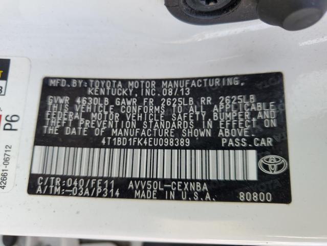 VIN 4T1BD1FK4EU098389 2014 Toyota Camry, Hybrid no.12