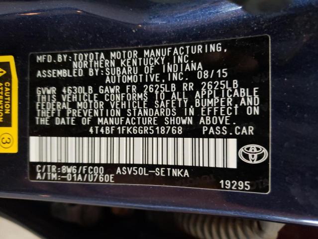 VIN 4T4BF1FK6GR518768 2016 Toyota Camry, LE no.13