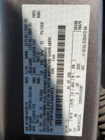 2020 FORD F150 SUPER - 1FTEW1E42LFA47473